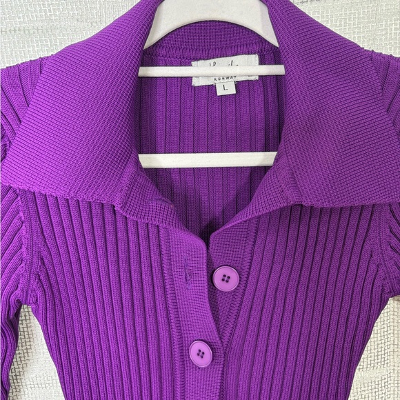 Hanifa Mira Elegant Purple Ribbed Knit Dress, size L, NWOT - Picture 5 of 11